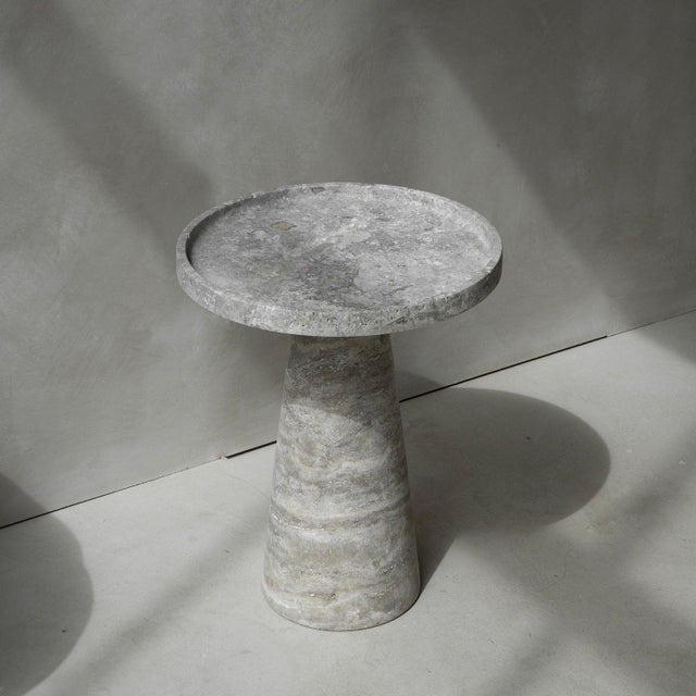 Early 21st Century Silver Travertine Cone Side Table from Kiwano Concept For Sale - Image 5 of 9