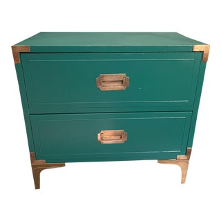 Campaign Style Green Nightstand For Sale