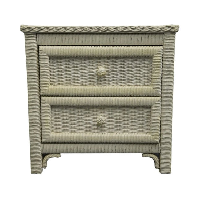 Henry Link White Wicker 24" Two Drawer Nightstand 299-621 For Sale - Image 13 of 13
