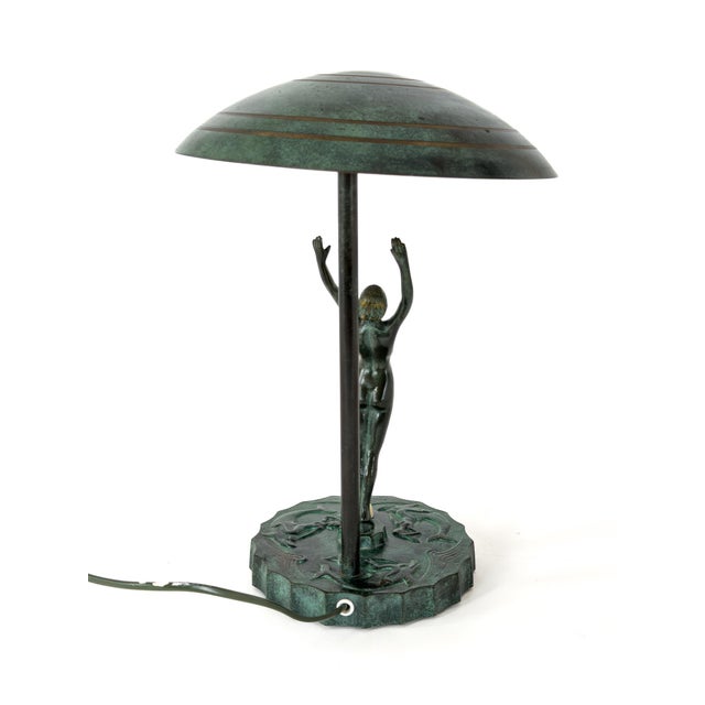Metal Swedish Grace Figural Table Lamp from Malmö Metallvarufabrik, 1939 For Sale - Image 7 of 7