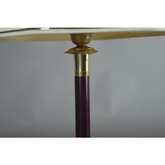Hollywood Regency Vintage Brass Table Lamp with Burgundy Column, 1950s For Sale - Image 3 of 11