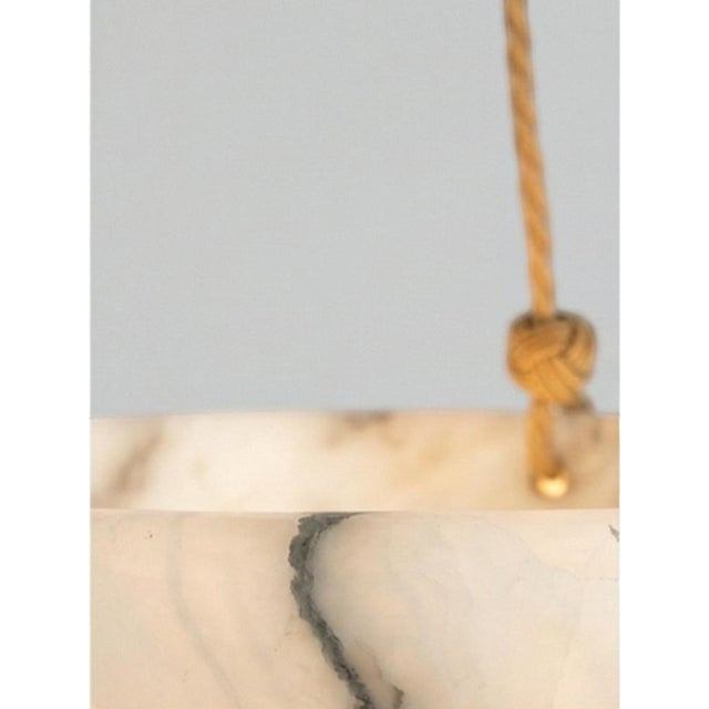 Swedish Modern Alabaster Pendant Light with Rope and Brass Details, 1940s For Sale - Image 9 of 10