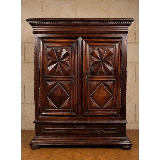 Louis XIII Burgundian Wardrobe in Walnut For Sale - Image 6 of 6