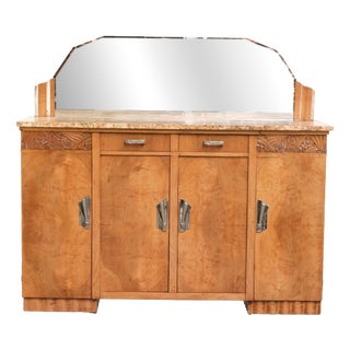 Early 20th Century Art Nouveau French Sideboard with Marble Top and Removable Mirror For Sale