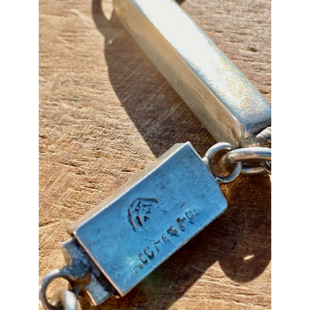 Carved Tiger Eye Gemstones + Sterling Siver Modernist Minimalist Link Necklace For Sale - Image 4 of 8