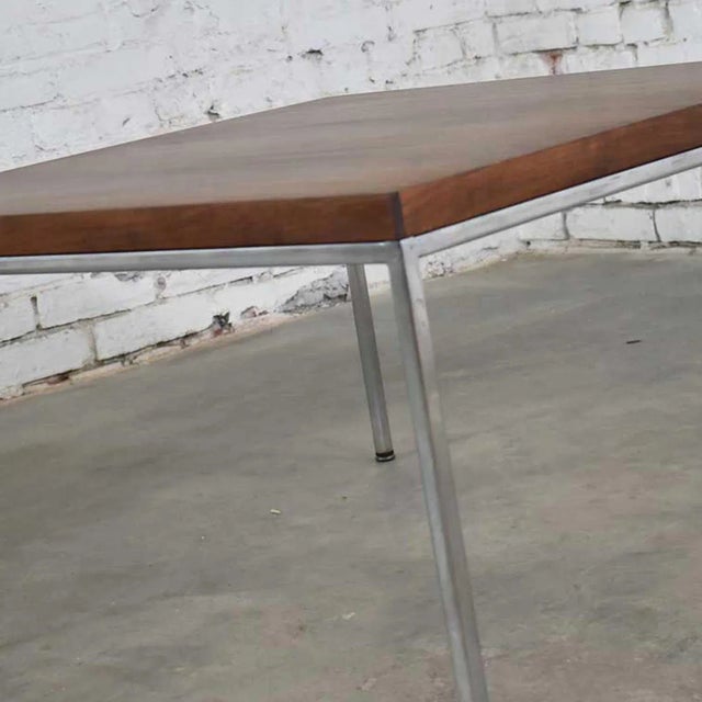 Mid Century Modern Chrome & Walnut End or Coffee Table in the Style of