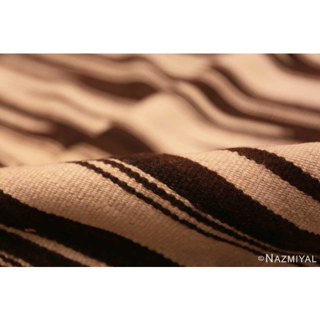 Nazmiyal Collection Brown and Cream Vintage Moroccan Kilim Rug For Sale - Image 4 of 5