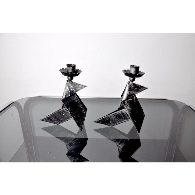 Metal Folk Art Candlesticks Birds, Denmark, 1970s, Set of 2 For Sale - Image 7 of 7
