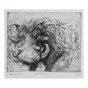 Contemporary Wart Hog Etching