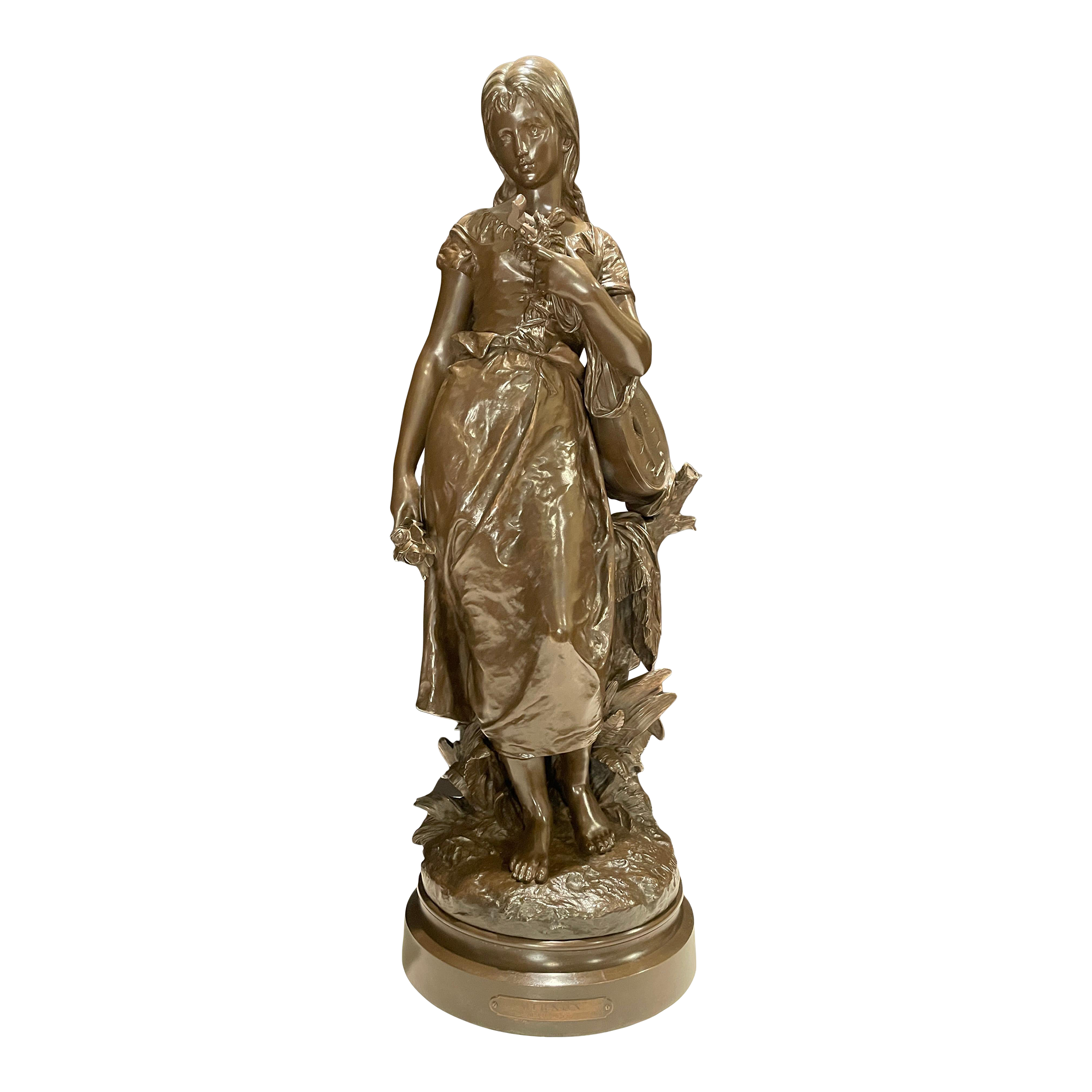 ☆★MIGNON★✩イポリットモロー☆★ブロンズ像★☆ Late 19th Century Bronze Young Girl By Hippolyte Francois Moreau