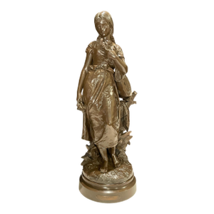 Late 19th Century Bronze Young Girl By Hippolyte Francois Moreau "Mignon"