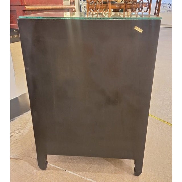 Mid 20th Century Vintage Chinoiserie Black Lacquer Floral and Bird Cabinet For Sale - Image 5 of 10