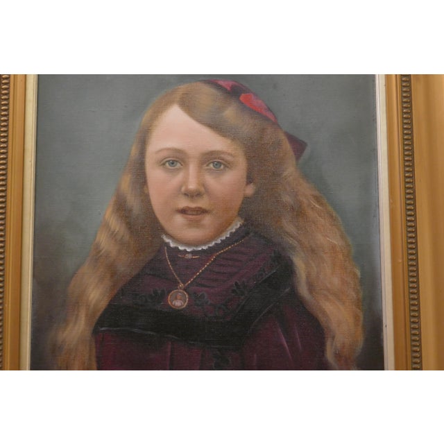 Portrait of a Young Girl, 1870, Oil on Canvas, Framed For Sale - Image 3 of 9