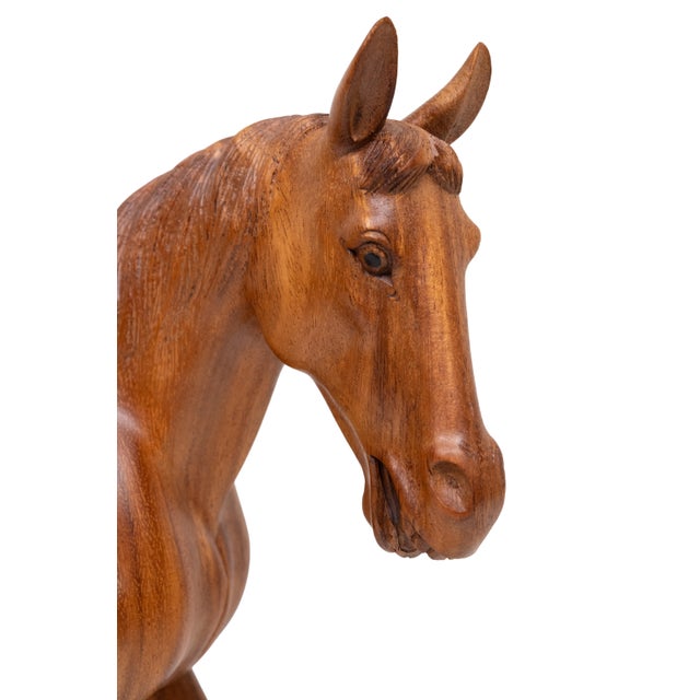 Beautiful hand made solid Teak Horse. Wonderful Grain. Unique piece. 1970s Bali Indonesia.