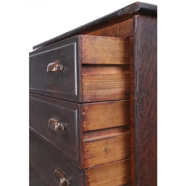 Antique Industrial Quarter Sawn Storage Oak Cabinet For Sale - Image 4 of 16