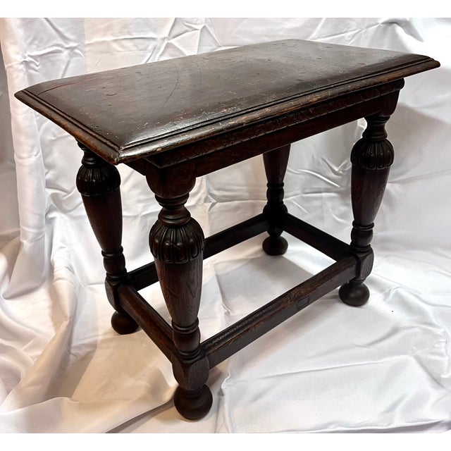 Antique 1800s English Oak Joint Stool/Side Table For Sale - Image 11 of 15