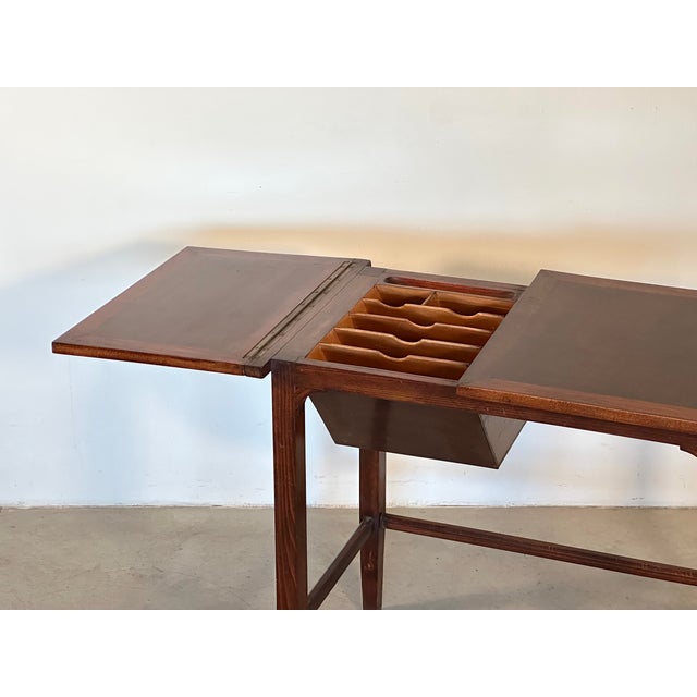 Brown Vintage Wooden Writing Table, 1950s For Sale - Image 8 of 18