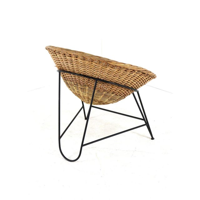 Mid-Century Modern Wicker Basket Armchair in the style of Matthieu Matégot For Sale - Image 12 of 18