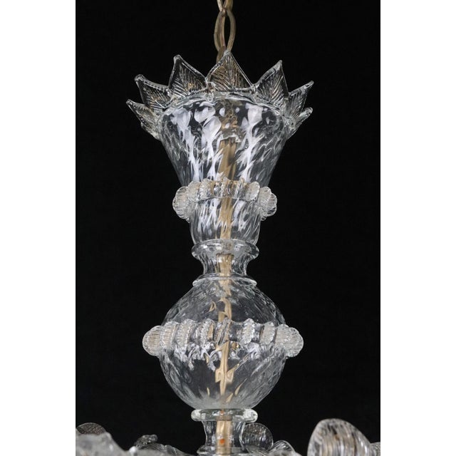 Modern Large Vintage Clear Six Arm Murano Style Glass Chandelier For Sale - Image 3 of 12