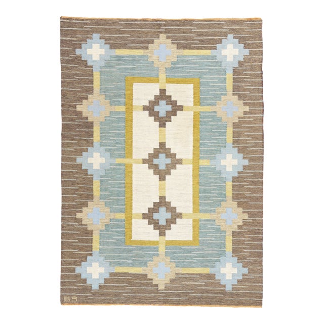 Sverker Greuholm Vintage Swedish Rollakan Rug - 05'08 X 07'11 For Sale