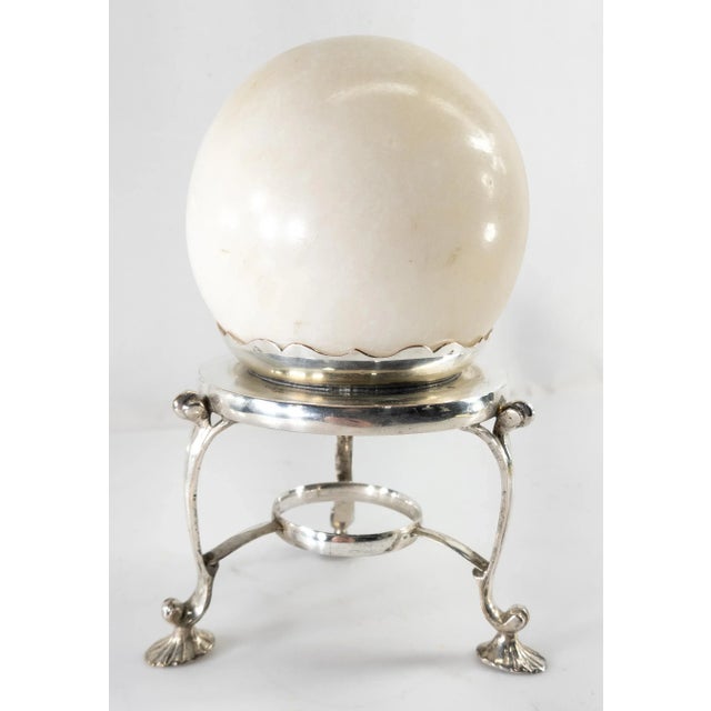 Mid-Century Marble Crystal Ball on English Silverplate Tripod Base For Sale - Image 4 of 13