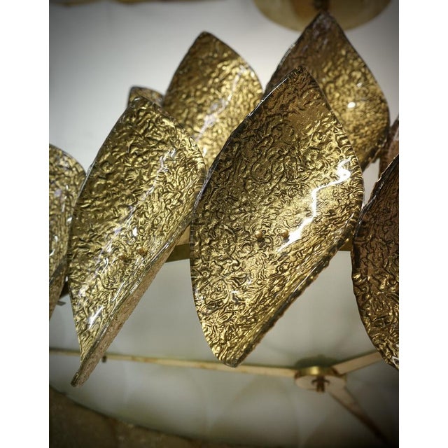 Mid-Century Chandelier and Pendant in Murano Round Gold Art Glass and Brass For Sale - Image 7 of 10