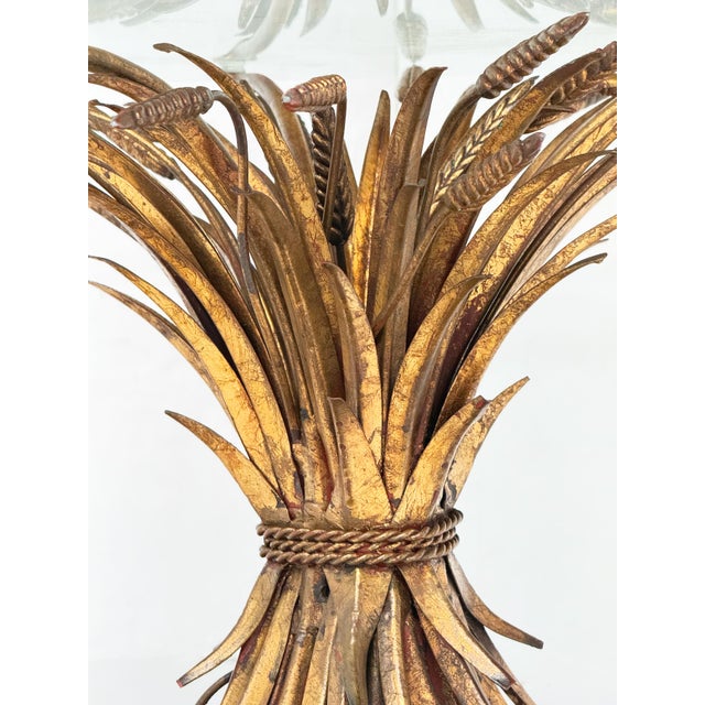 Italian Wheat Sheaf Low Table of Gilt Metal With Round Top of Glass For Sale In Austin - Image 6 of 9