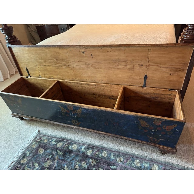 Mid 19th Century Antique Eastern European Floral Painted Pine Wood Marriage Chest/Marriage Box (Dated 1869) For Sale - Image 5 of 8