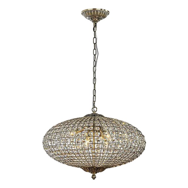 Aloadecor 25 Inch 6-Light Antique Bronze With Vintage Patina Dimmable Retro French Crystals Chandelier With Adjustable Chain For Sale