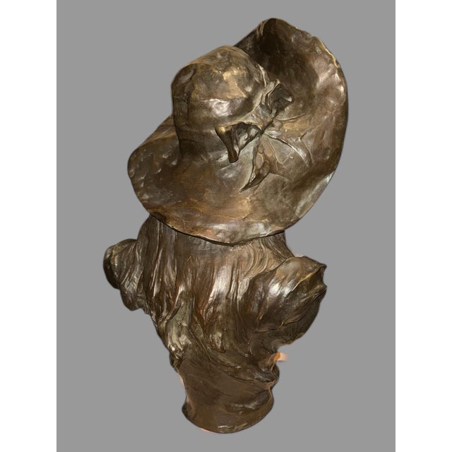 Victorian Antique French Victorian 22" Bronze Statue Sculpture of a Maiden v. Bruyneel For Sale - Image 3 of 12