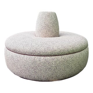 1980s Custom Leopard Purple and White Lobby Sofa Round Sofa 54" For Sale