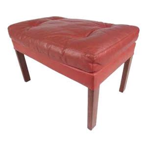 Danish Modern Tufted Leather Ottoman