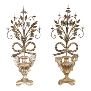19th Century Italian Neoclassical Urn Candelabras - a Pair