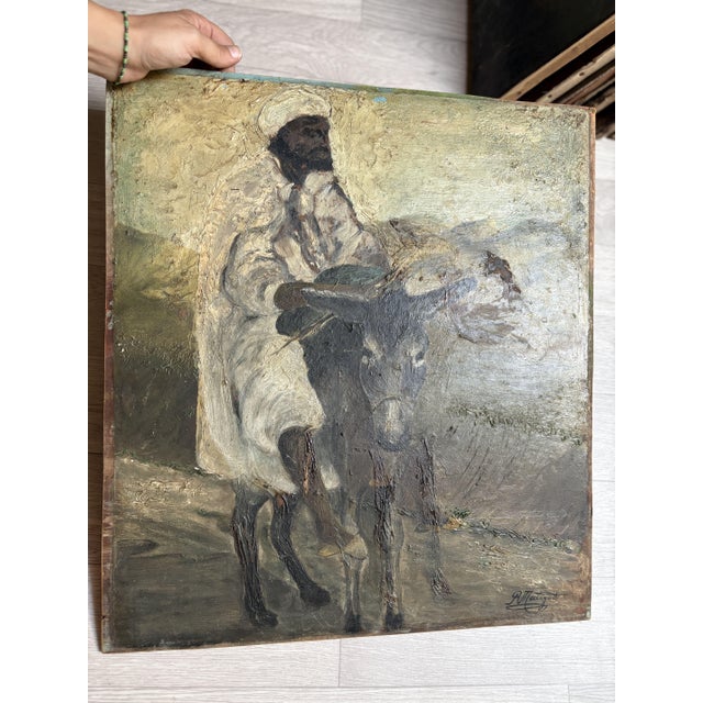 R.V. Manago, Figure with Donkey, 20th Century, Painting For Sale - Image 4 of 4