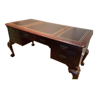 Hekman Leather Executive Desk For Sale