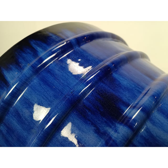 1950s Azure Blue Ceramic Pot Cover, 1950s For Sale - Image 5 of 10