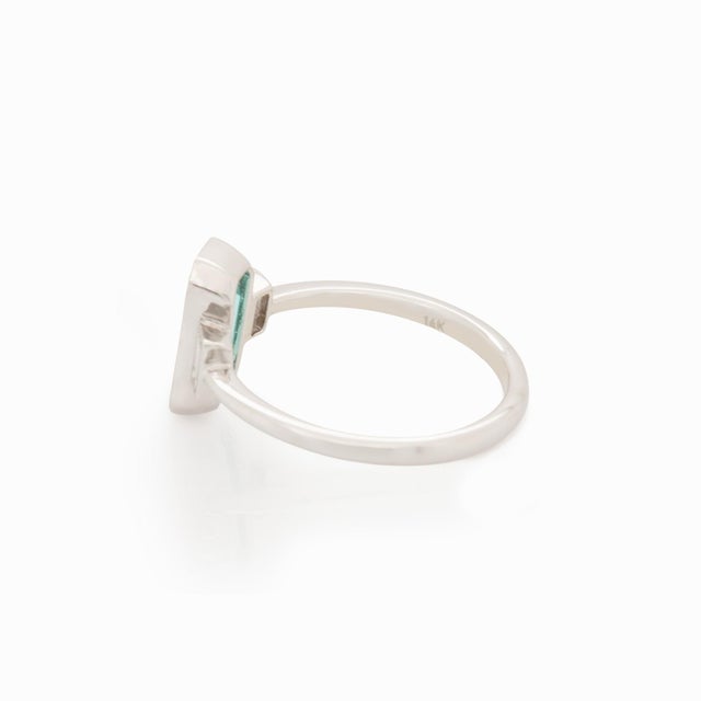 1.18ct Paraiba Color Tourmaline & Diamond Ring in 14k White Gold – Emerald Cut, Size 6.75 For Sale - Image 10 of 10