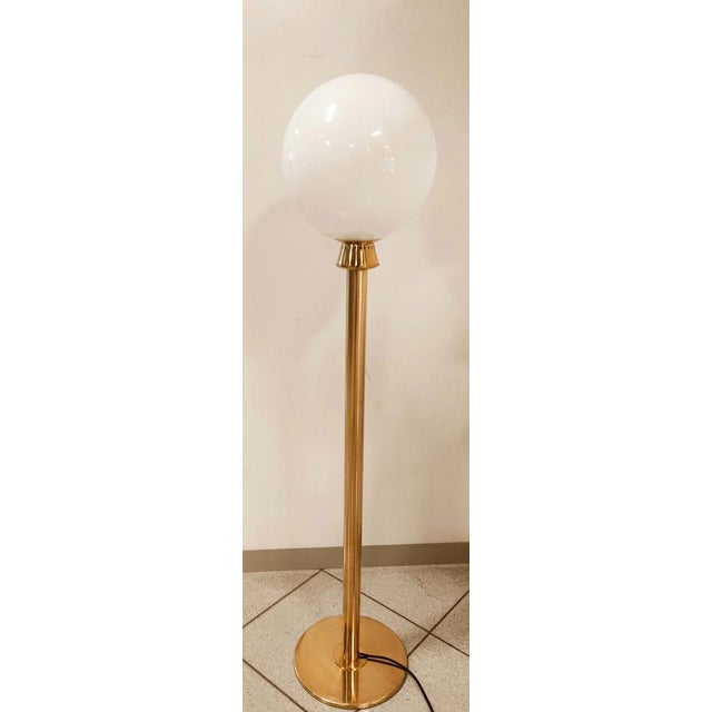 Metal Reading Lamp in Brass with White Sphere For Sale - Image 7 of 18