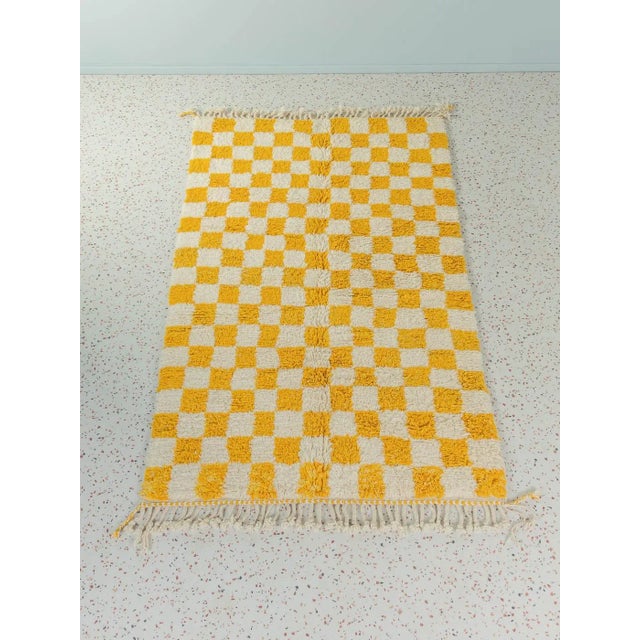Lemon Check II Berber Rug, 2010s For Sale - Image 3 of 9