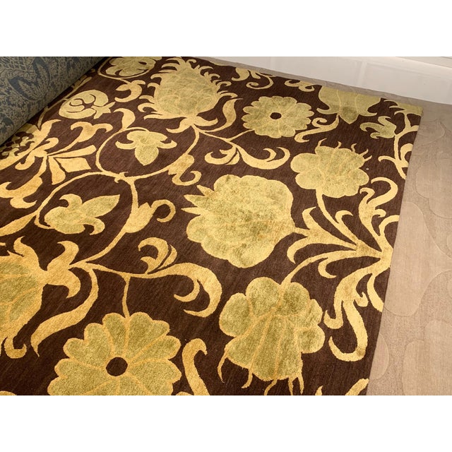 Brown European Inspired Gold and Brown Handmade Wool Rug by Doris Leslie Blau For Sale - Image 8 of 9