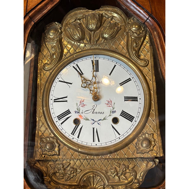 French 18th Century French Louis XV Carved Walnut Tall Case Clock For Sale - Image 3 of 5