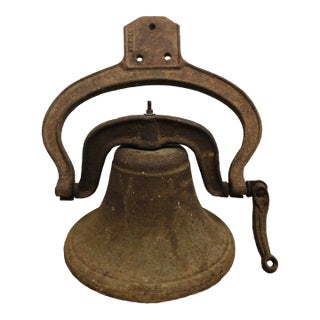 Large Antique Mexican Cast Iron Farm/Ranch Dinner Bell and Yoke For Sale