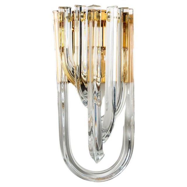 Wall Light in Curved Crystal Glass and Gilt Brass from Venini, Italy, 1960s For Sale - Image 17 of 17