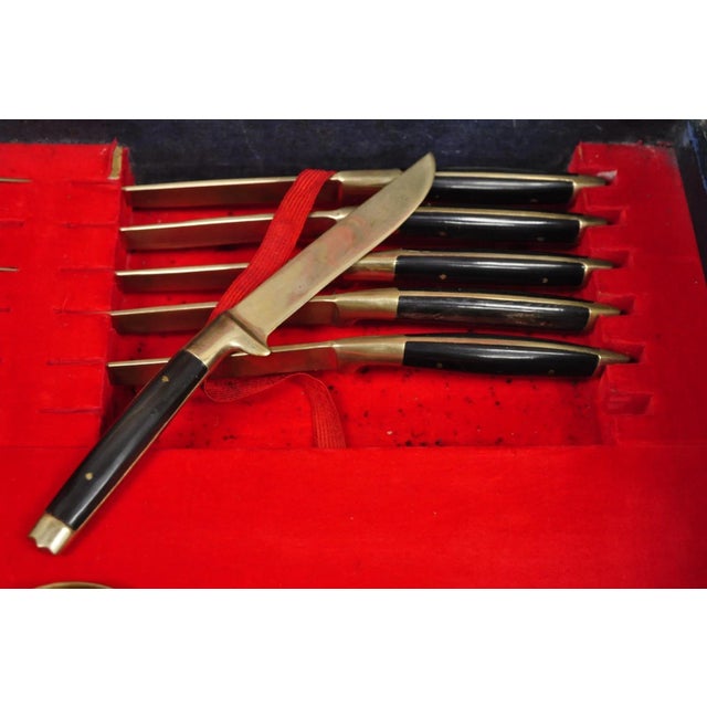 Vintage Bangkok Jewels Bronze Brass & Celluloid Flatware Set in Case - 130 PCS For Sale - Image 9 of 18