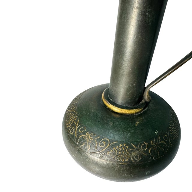 Vintage Israeli Brass Bud Vase Ewer Grapevine Engraved Patina Israel For Sale - Image 9 of 14