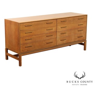 Johnson Furniture Mid Century Modern Walnut Long Dresser For Sale
