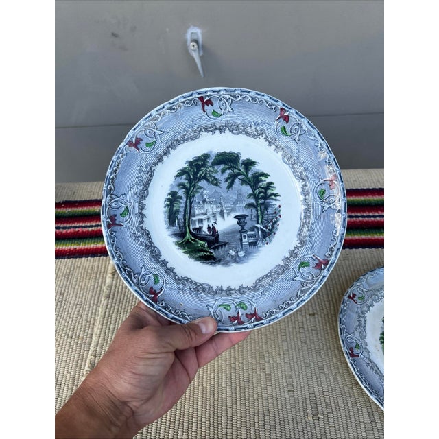 A Pair of Antique Staffordshire Transfer Decorated Ironstone Plates “Venus” Circa 1850's For Sale - Image 6 of 12