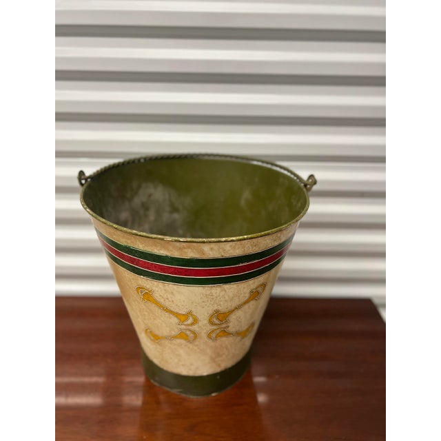 Vintage Gucci Style Hand Painted Horse Bit Bucket or Trash Can For Sale - Image 12 of 12