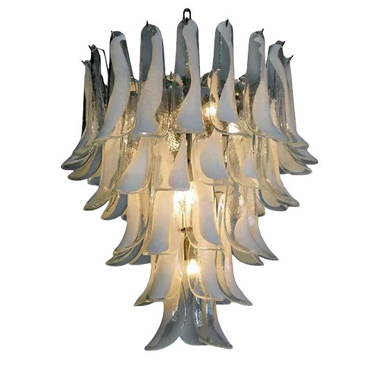 Large Vintage Italian Murano Chandelier with 52 Glass Petals, 1970s For Sale