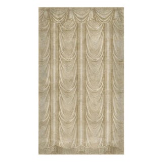 Beige Draped Panoramic Wallpaper on Antique-Style Paper For Sale
